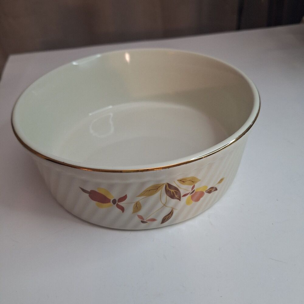 Vintage Jewel Tea Co. Hall's Superior Autumn Leaf Souffle Dish French Baker